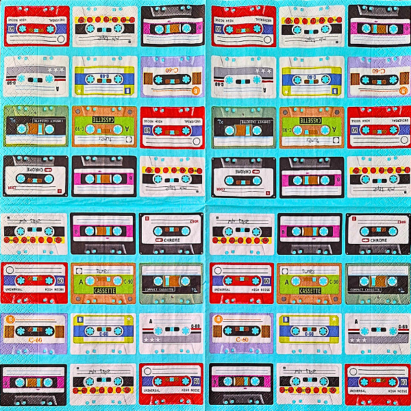 Guardanapo para Decoupage 33x33 Tema Fitas K7