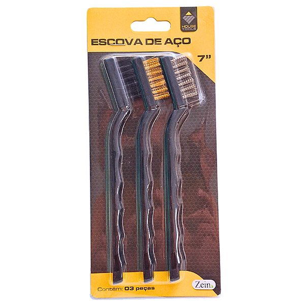 Jogo de Escova para Limpeza 7cm Cerdas de Nylon Aço e Latão 3 Peças