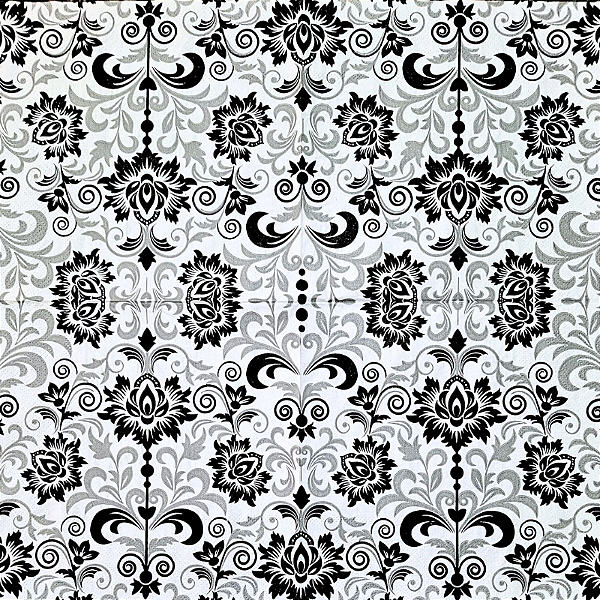 Guardanapo para Decoupage 33x33 Arabesco Preto e Cinza