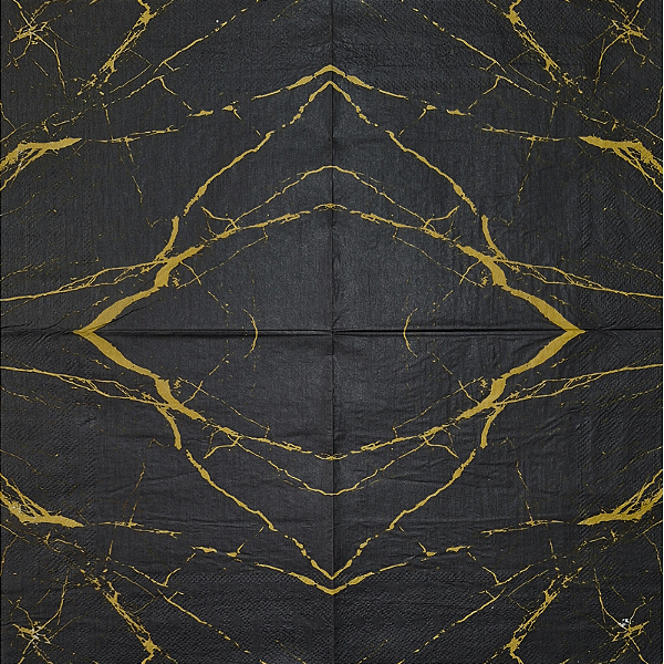 Guardanapo para Decoupage 33x33 Mármore Preto e Dourado