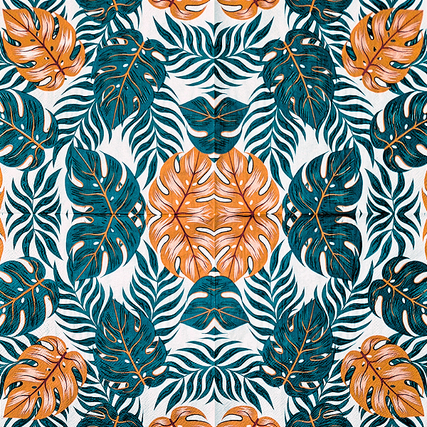 Guardanapo para Decoupage 33x33 Costela de Adão Verde e Dourada