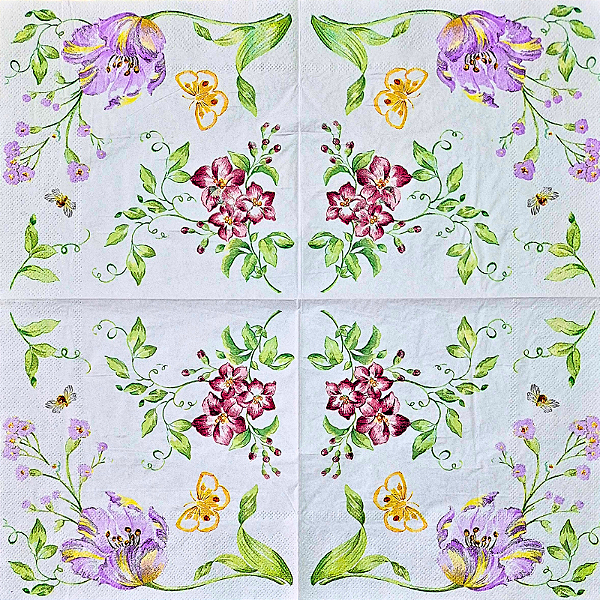 Guardanapo para Decoupage 33x33 Jardim de Verão com Borboletas