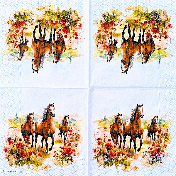 Guardanapo para Decoupage 33x33 Cavalos Selvagens