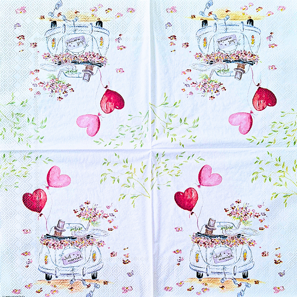 Guardanapo para Decoupage 33x33 Recém Casados