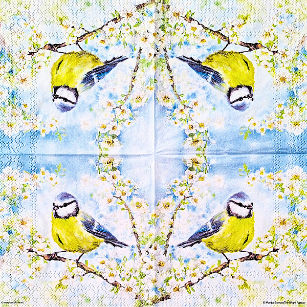 Guardanapo para Decoupage 25x25 Pássaro na Primavera Holandesa