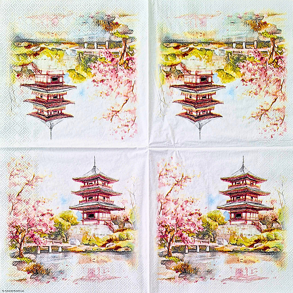 Guardanapo para Decoupage 33x33 Templo Japonês