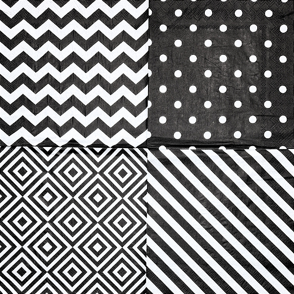 Guardanapo para Decoupage 33x33 Multiestampa Preto e Branco