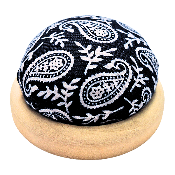 Alfineteiro para Agulhas Modelo Domo Paisley Preto e Branco