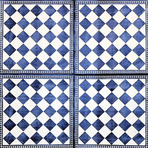 Guardanapo para Decoupage 33x33 Estilo Harlequin Azul e Branco