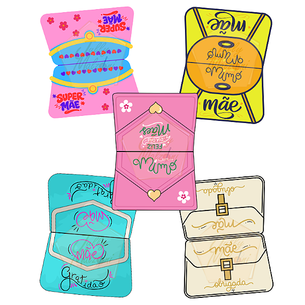 Kit Digital Tags Bolsinha para Elástico de Cabelo Dia das Mães em PDF