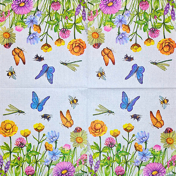 Guardanapo para Decoupage 33x33 Polinizadores no Jardim