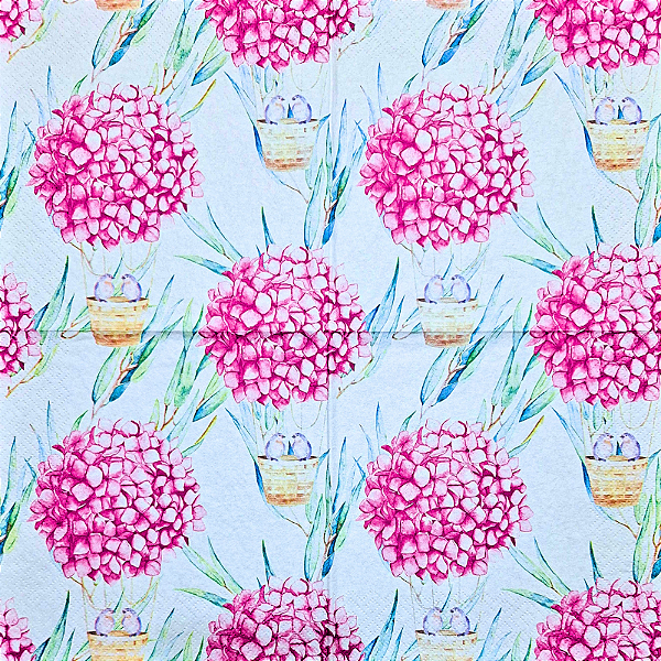 Guardanapo para Decoupage 33x33 Pássaros em Balão de Flores