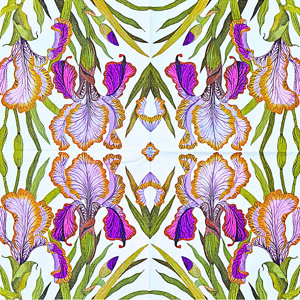 Guardanapo para Decoupage 33x33 Flores de Íris Germânica