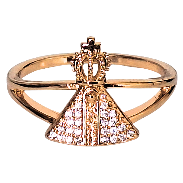 Anel Nossa Senhora Aparecida Dourado Brilho