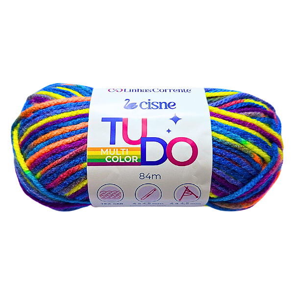 Novelo de Lã Tricô Crochê 40g 84m Cisne Tudo Multicolor 142 Coats