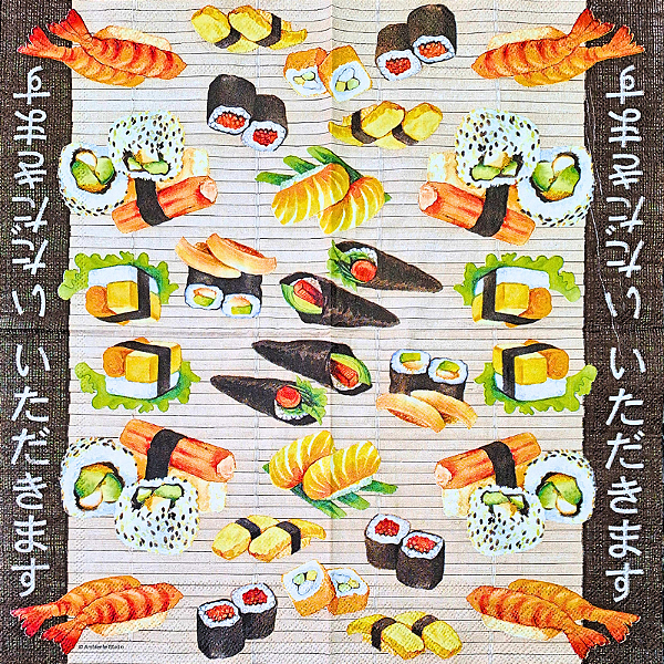 Guardanapo para Decoupage 33x33 Culinária Japonesa