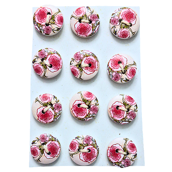 Kit de Botões com 2 Furos para Artesanato Floral Modelo 3 12 Peças