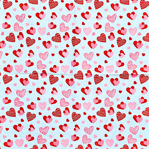 Guardanapo para Decoupage 25x25 Corações Multicoloridos