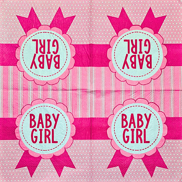 Guardanapo para Decoupage 33x33 Tema Chá Revelação Menina