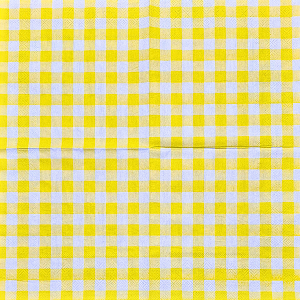 Guardanapo para Decoupage 33x33 Xadrez Grande Amarelo e Branco