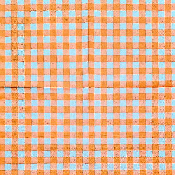 Guardanapo para Decoupage 33x33 Xadrez Grande Laranja e Branco