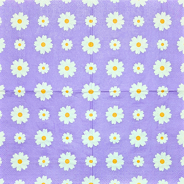 Guardanapo para Decoupage 33x33 Margaridas em Fundo Lilás