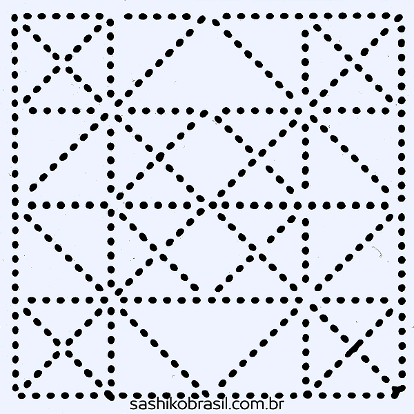 Gabarito para Bordado Sashiko 10cm x 10cm em Stencil Modelo 46