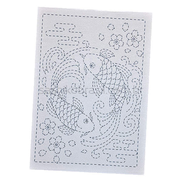 Papel Estabilizador Hidrossolúvel para Bordado Sashiko A4 Carpas Koi