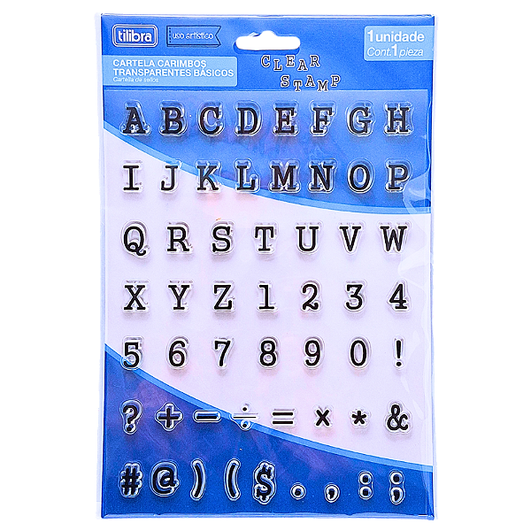 Kit de Carimbos de Silicone Scrapbook Letras Números Símbolos Tilibra