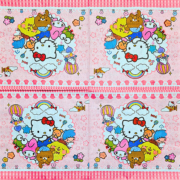 Guardanapo para Decoupage 33x33 Hello Kitty e Amigos Modelo 1