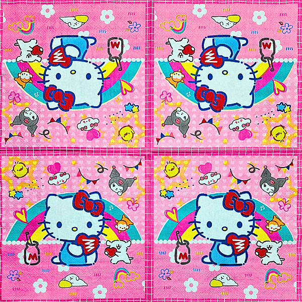 Guardanapo para Decoupage 33x33 Hello Kitty e Amigos Modelo 2