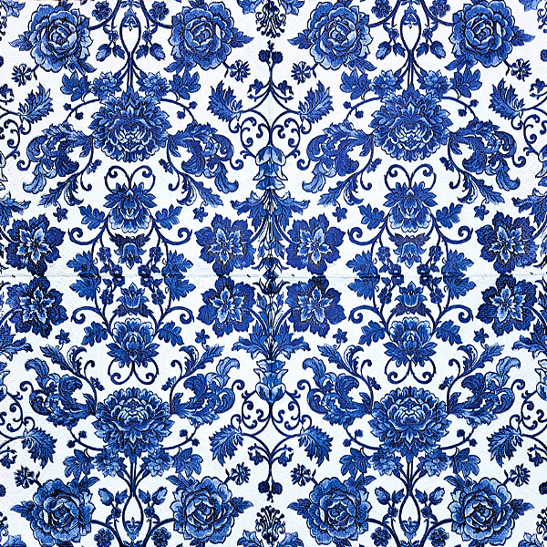 Guardanapo para Decoupage 33x33 Floral Clássico Azul e Branco