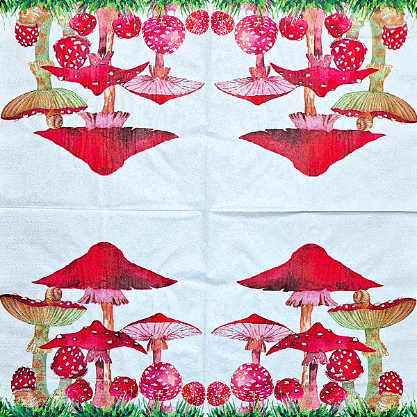 Guardanapo para Decoupage 33x33 Cogumelos
