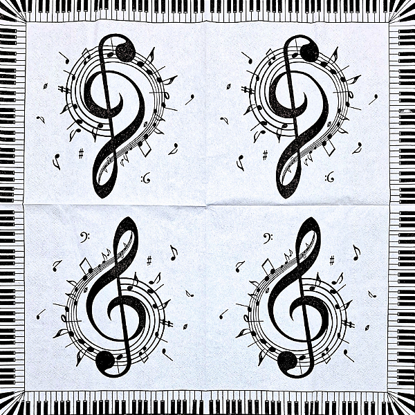 Guardanapo para Decoupage 33x33 Estilo Musical com Teclas de Piano