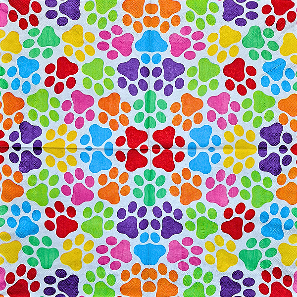 Guardanapo para Decoupage 33x33 Patas de Pet Coloridas