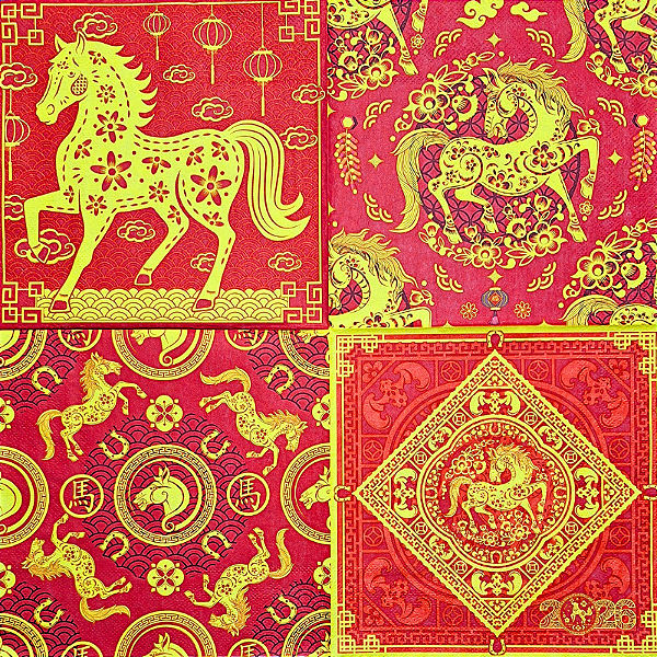 Guardanapo para Decoupage 33x33 Zodíaco Chinês Cavalo de Fogo