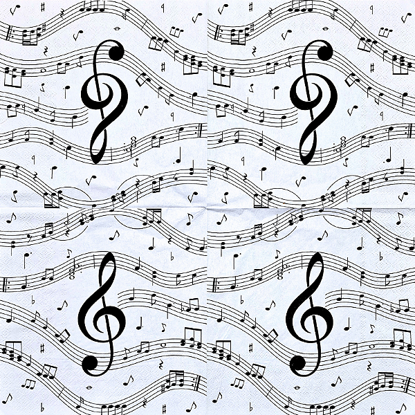 Guardanapo para Decoupage 33x33 Partitura Musical e Clave de Sol