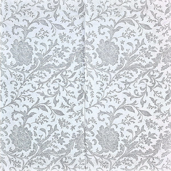 Guardanapo para Decoupage 33x33 Arabesco Floral Cinza