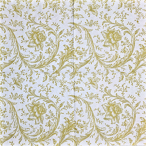 Guardanapo para Decoupage 33x33 Arabesco Floral Dourado
