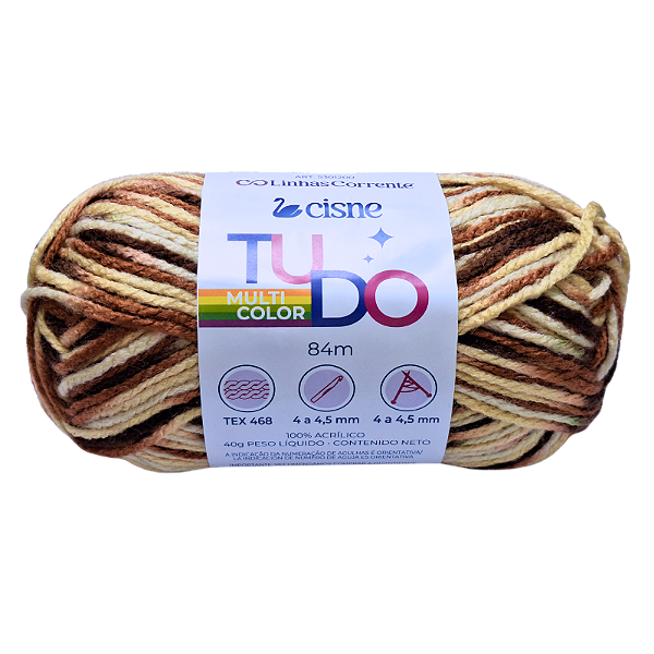 Novelo de Lã Tricô Crochê 40g 84m Cisne Tudo Multicolor 487 Coats