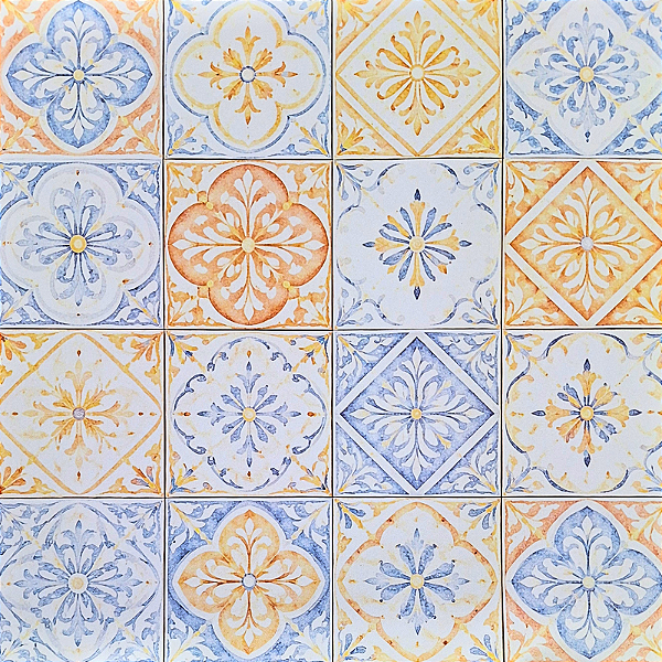 Papel para Scrapbook 30x30 Tema Azulejo Mediterrâneo Modelo 1