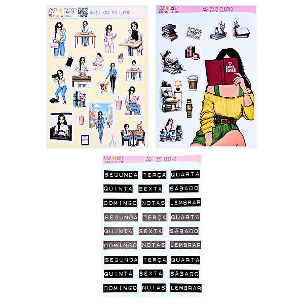 Cartela de Adesivos Autocolantes A6 com 3 Unidades Combo 4