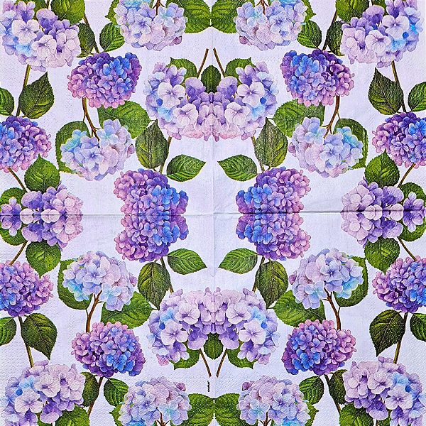 Guardanapo para Decoupage 33x33 Hortênsias Roxas e Lilás