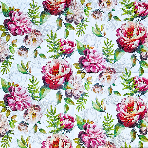 Guardanapo para Decoupage 33x33 Jardim das Peônias