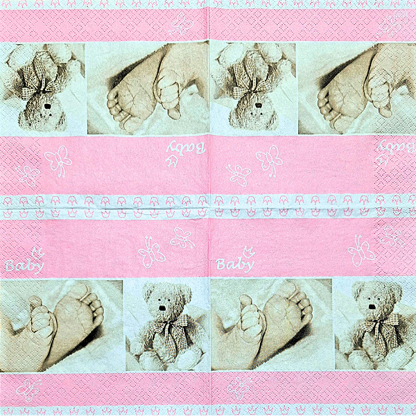 Guardanapo para Decoupage 33x33 Rosa Bebê