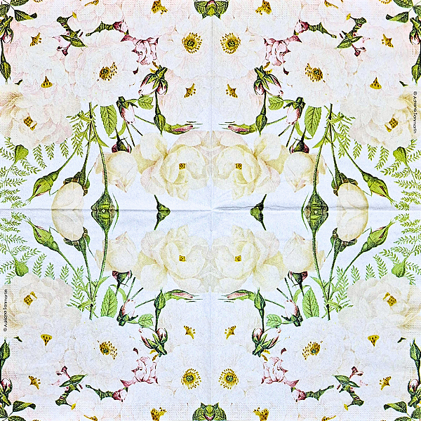 Guardanapo para Decoupage 33x33 Rosas Brancas by Adriana Sanmartin