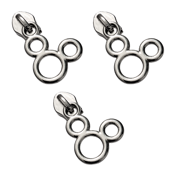 Cursor para Zíper Nº5 Estilo Mickey 3 Unidades Prata