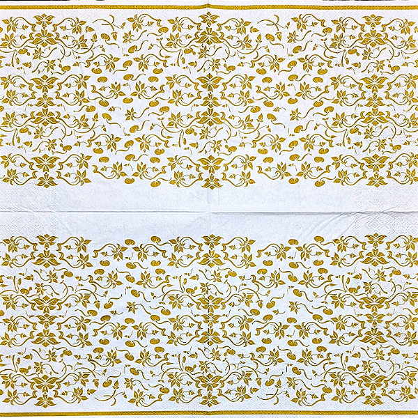 Guardanapo para Decoupage 33x33 Arabesco Floral Inglês Dourado