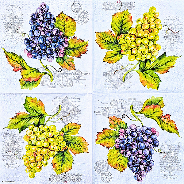 Guardanapo para Decoupage 33x33 Cacho de Uvas Vintage