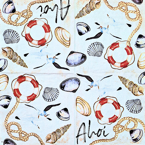 Guardanapo para Decoupage 33x33 Elementos Marinhos